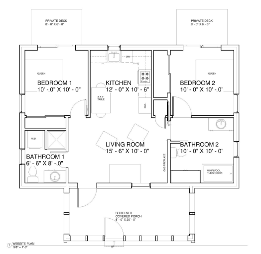 MEDCottage Floor Plan example for 2 Bed – 2 Bath